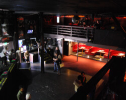 A view from above the stage where the members of the band wait to make their entrance. Just think of the rock stars that have stood here waiting to fall down the stairs!
